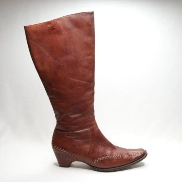 Pikolinos Women's Size 41 Brown Leather Knee High Point Toe Zip Up Heeled Boots - Picture 9 of 13